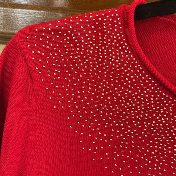 Calvin Klein Gold Stud Embellished Sweater in Red - Picture 3 of 14